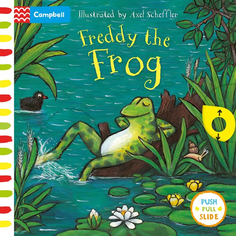 Freddy the Frog A Push, Pull, Slide Book fra Campbell Books – billede af bogen
