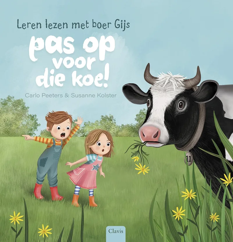 Leren lezen met boer Gijs 0 - Pas op voor die koe! van Clavis – boekfoto