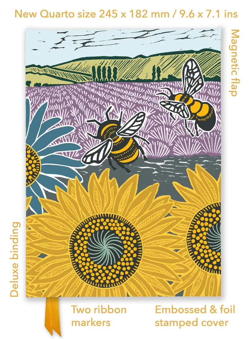 Quarto Notebook- Kate Heiss: Sunflower Fields (Foiled Quarto Journal) fra Flame Tree – billede af bogen