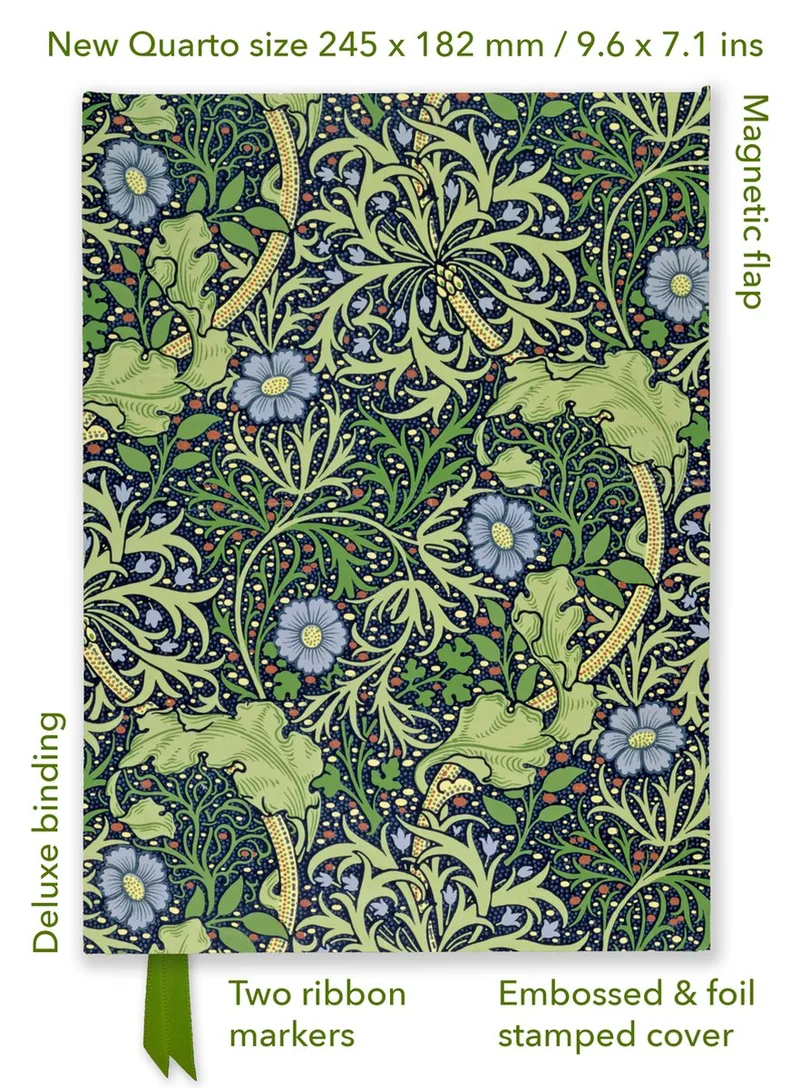 Quarto Notebook- William Morris: Seaweed (Foiled Quarto Journal) von Flame Tree – Buchfoto