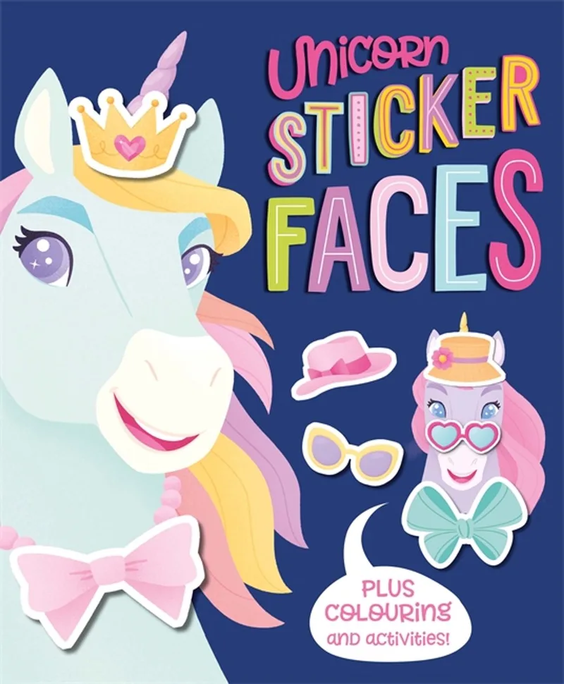 Create 25 fun faces!- Unicorn Sticker Faces van Igloo Books – boekfoto