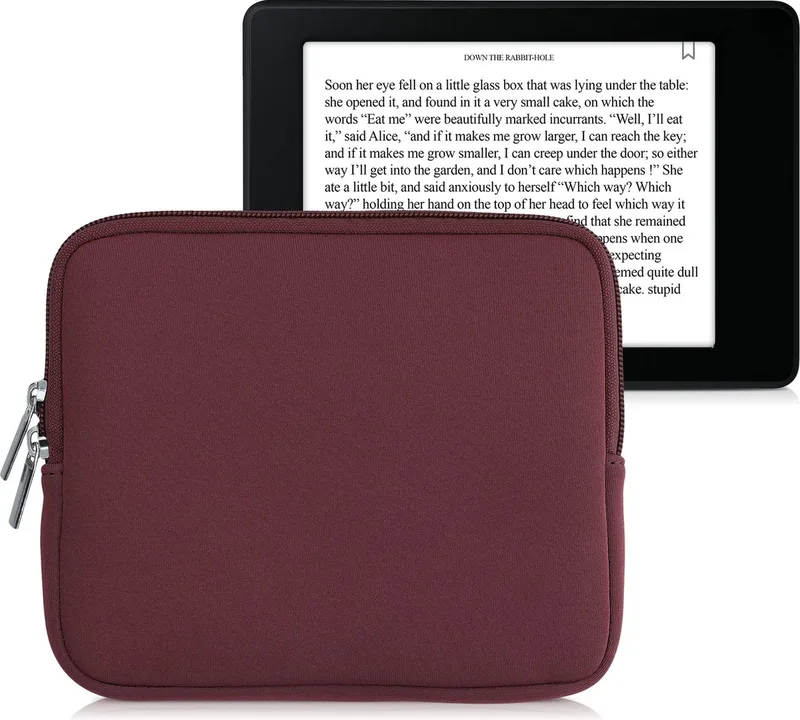 Neoprene e-Reader Pouch Size 6,8-7" eReader - Universal eBook Sleeve Case with Zipper von kwmobile in Mulberry – Buchfoto