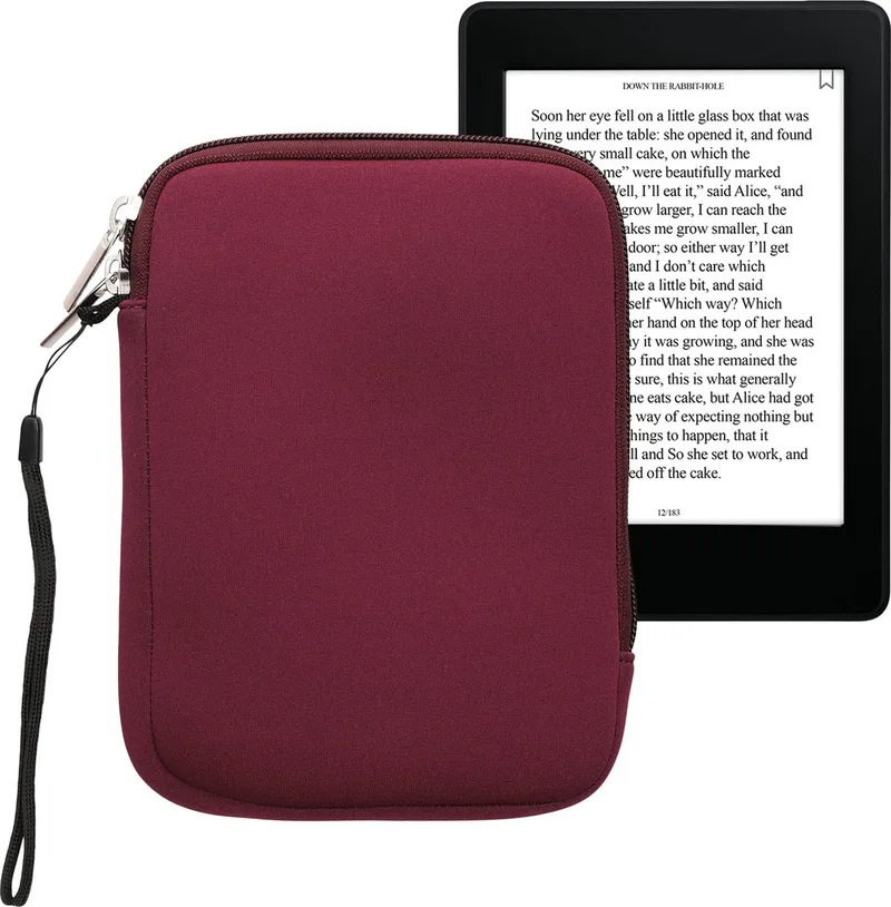 Neoprene e-Reader Pouch Size 6" eReader - Universal eBook Sleeve Case with Zipper - Berry von kwmobile in Braam – Buchfoto