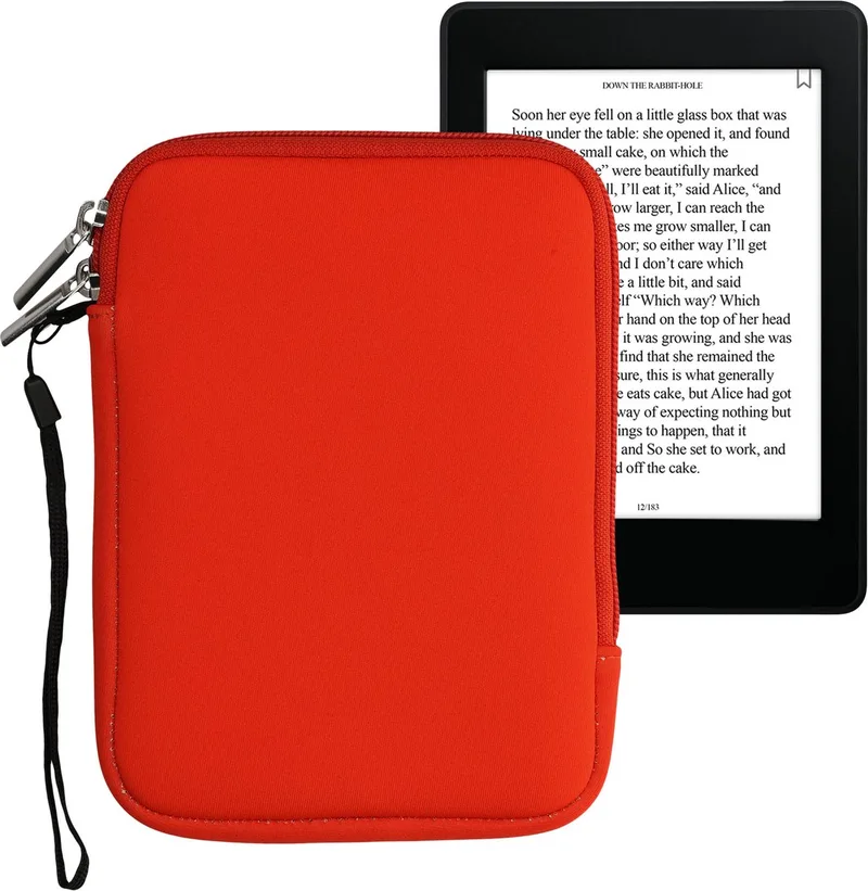 Neoprene e-Reader Pouch Size 6" eReader - Universal eBook Sleeve Case with Zipper - Orange von kwmobile in Orange – Buchfoto