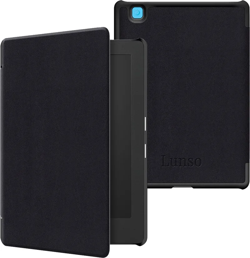 Geschikt voor Kobo Aura H20 Edition 2 hoes (6.8 inch) - sleepcover - (niet voor de Kobo Aura edition 2) van Lunso in Zwart – boekfoto