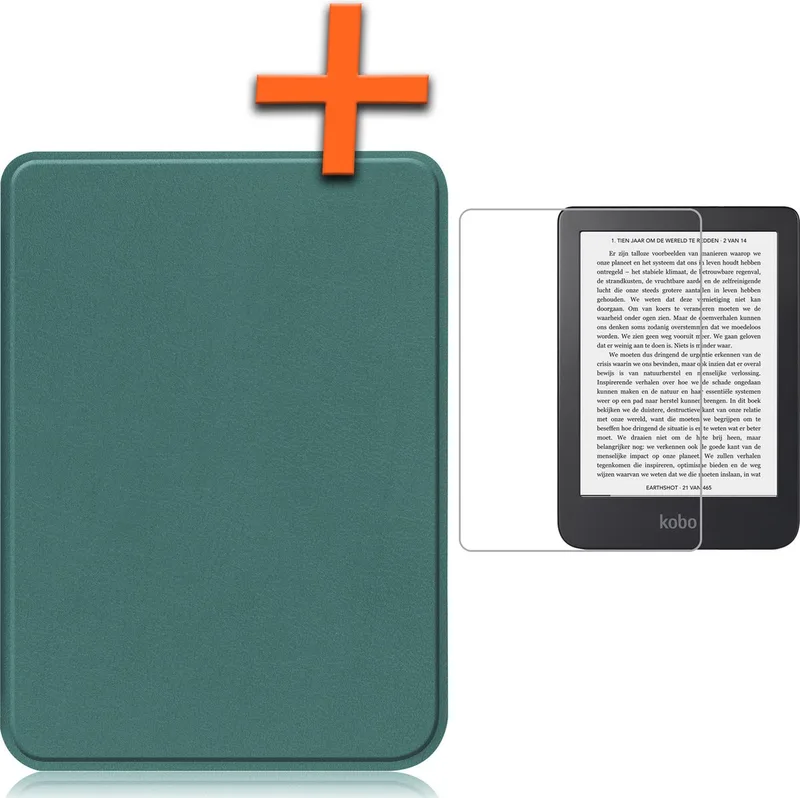 Hoesje Geschikt voor Kobo Clara 2E Hoes Book Case - Hoes Geschikt voor Kobo Clara 2E Hoesje Book Cover Met Screenprotector de Nomfy en Vert foncé – photo du livre