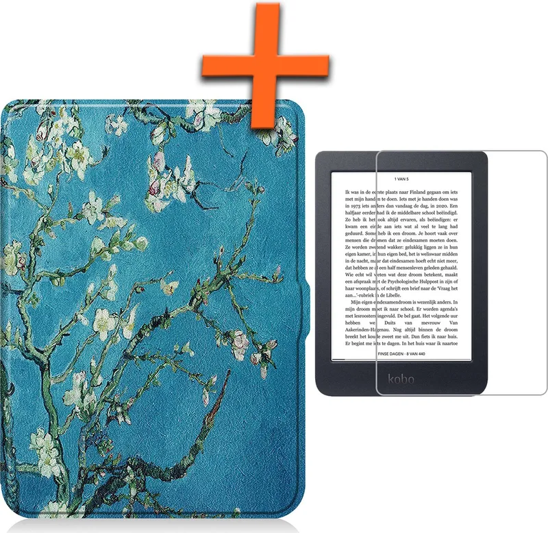 Hoesje Geschikt voor Kobo Nia Hoes Book Case - Hoes Geschikt voor Kobo Nia Hoesje Book Cover Met Screenprotector van Nomfy in Bloesem – boekfoto