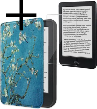 Hoes Geschikt voor Kobo Clara BW Hoesje Bookcase Cover Book Case Hoes Sleepcover Met Screenprotector