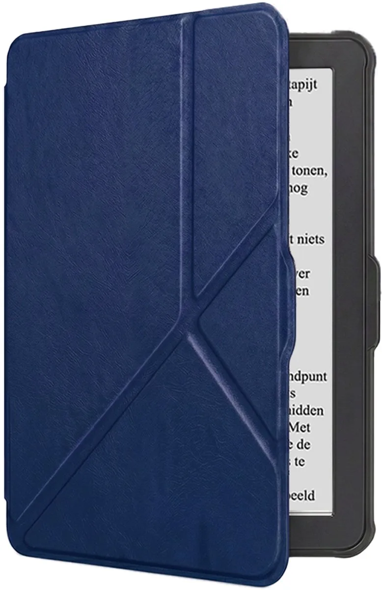Hoes Geschikt voor Kobo Clara HD Hoesje Bookcase Cover Book Case Hoes Sleepcover Trifold de NoXx en Bleu foncé – photo du livre