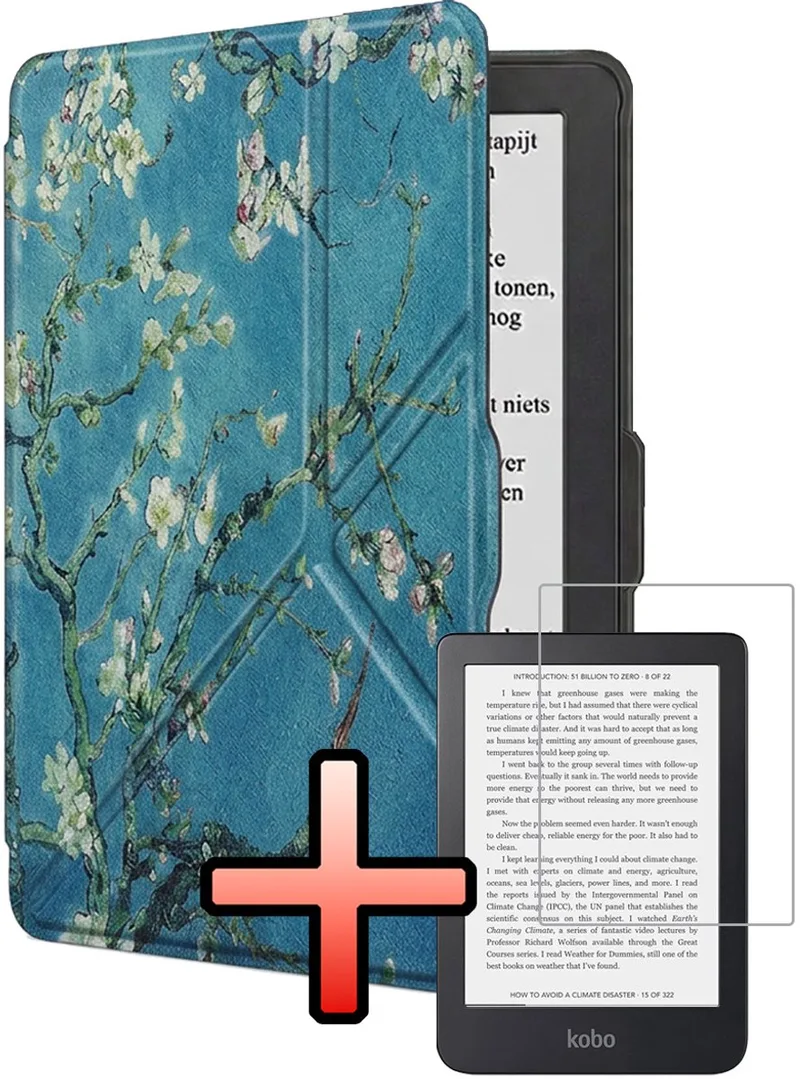 Hoes Geschikt voor Kobo Nia Hoesje Bookcase Cover Book Case Hoes Sleepcover Trifold Met Screenprotector van NoXx in Bloesem – boekfoto