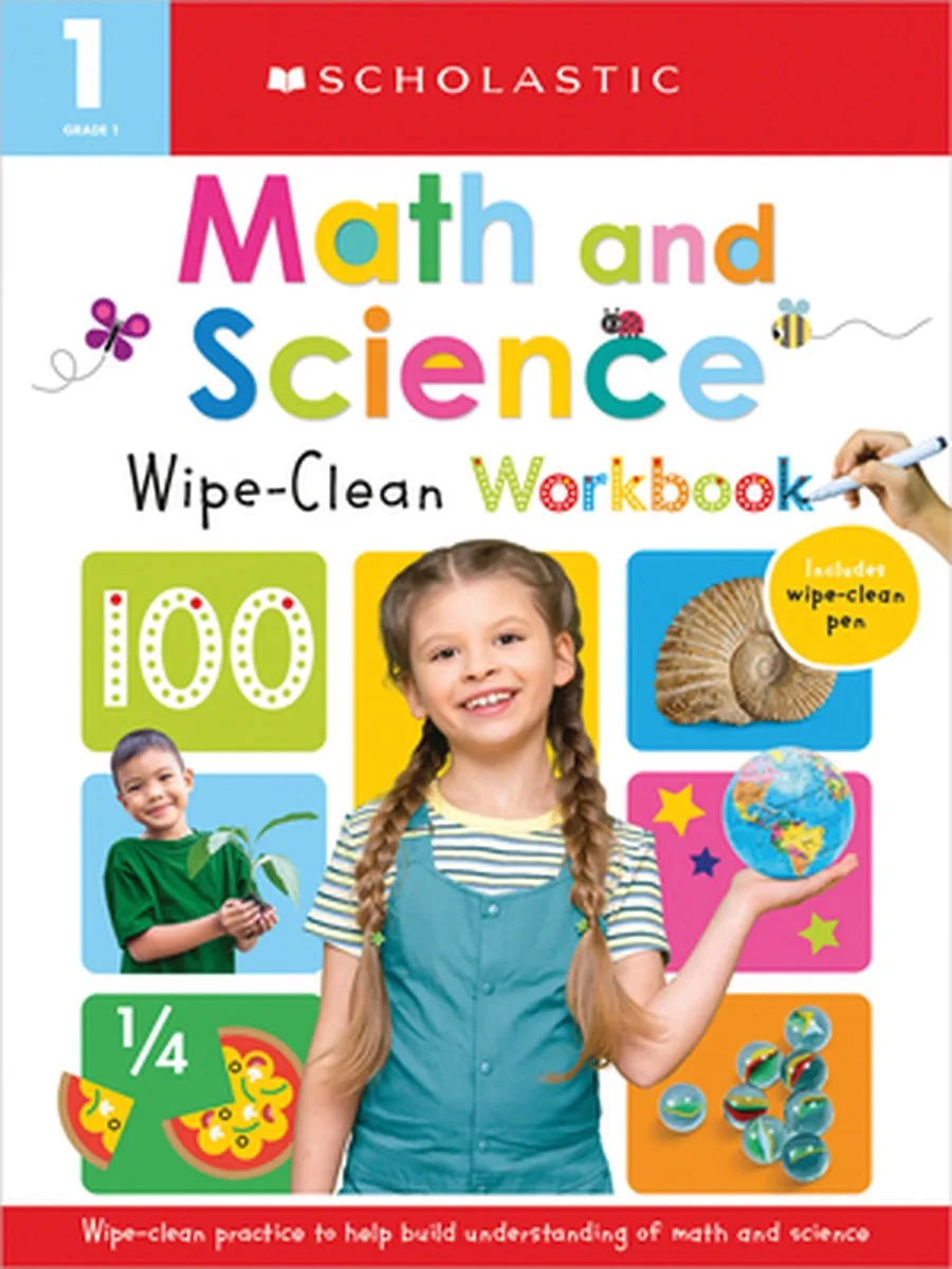 First Grade Math/Science Wipe Clean Workbook von Scholastic – Buchfoto