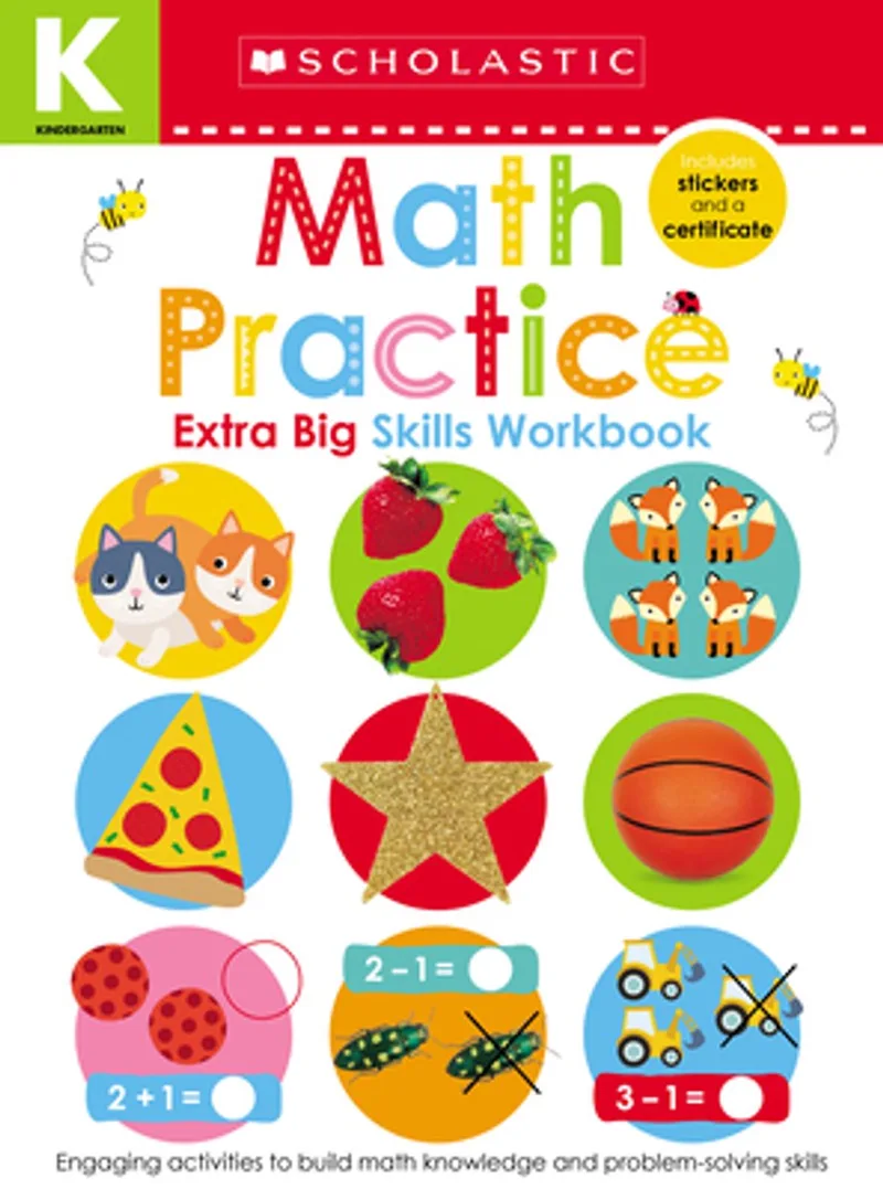 Math Practice Kindergarten Workbook fra Scholastic – billede af bogen