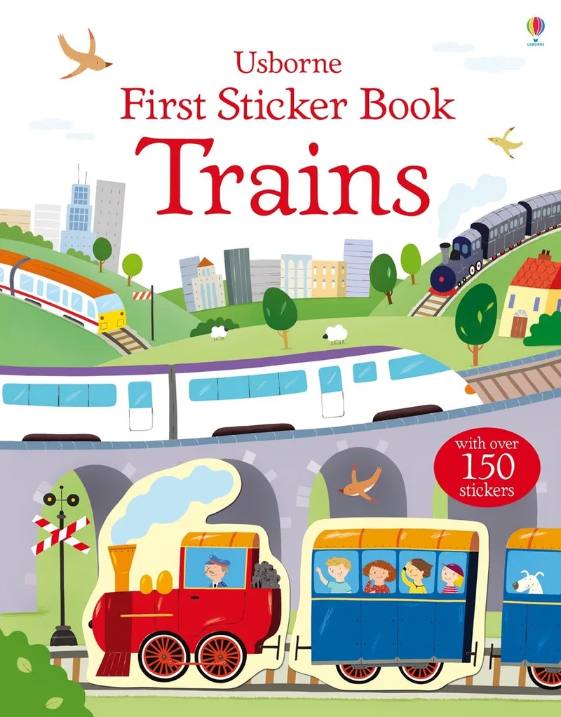 First Sticker Book Trains von Usborne – Buchfoto