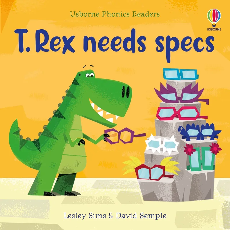 Phonics Readers- T. Rex needs specs fra Usborne – billede af bogen